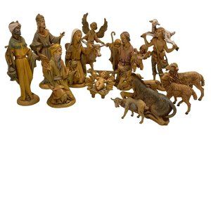 Vintage 80s 90s Depose Fontanini Manger Nativity Set 17 Pieces Made in Italy
